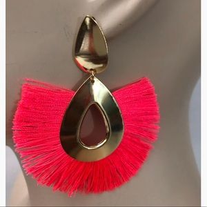 Bright Pink Fringe Earrings